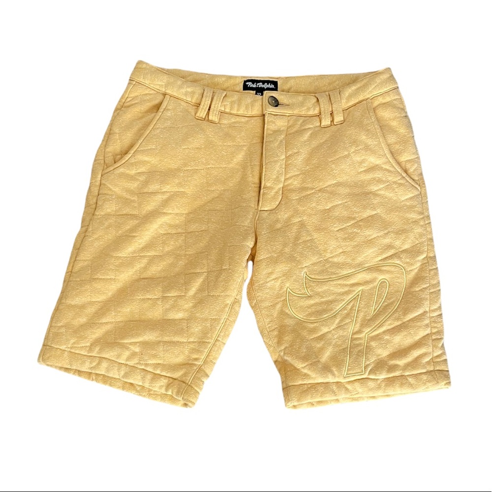 PINK+DOLPHIN Men’s yellow lined shorts size 32